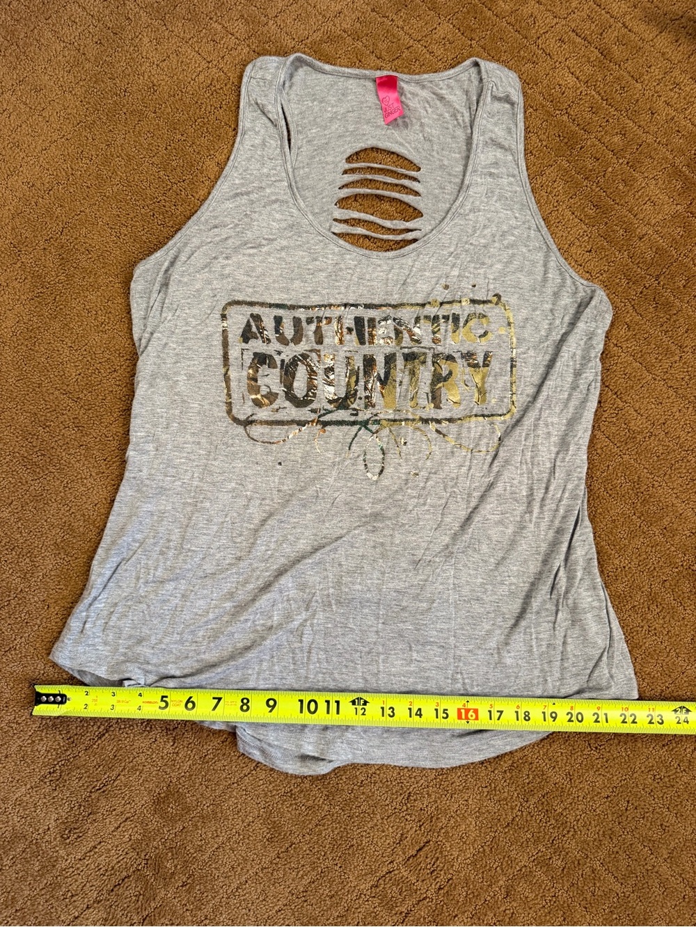 Just Ginger Authentic Country Distressed Gray Tank Top Women’s XXL - Picture 6 of 7